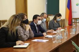 The Minister of Environment Romanos Petrosyan met the delegation headed by the Resident Representative of the UN Development Program in Armenia Natia Natsvlishvili